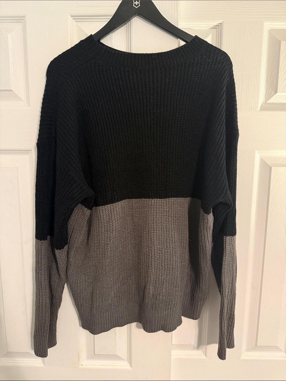 SHEIN Two-Tone Black & Gray Crewneck Sweater